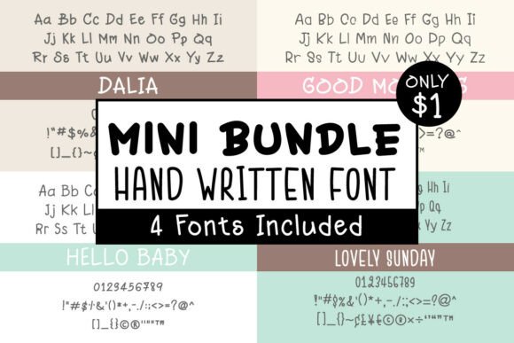 Mini Handwritten Font Bundle: A 4-Font Collection